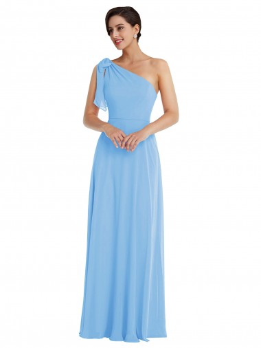 Sleeveless Periwinkle Trumpet One Shoulder Semi Formal Evening Dress / Bridesmaid Dress Lincoln