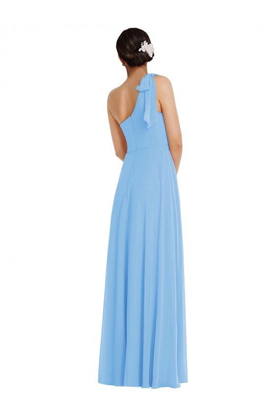 Sleeveless Periwinkle Trumpet One Shoulder Semi Formal Evening Dress / Bridesmaid Dress Lincoln