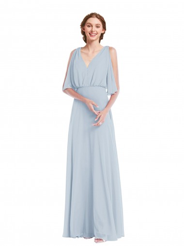 Half Sleeves Sea Glass A-Line V-Neck Evening Gown / Bridesmaid Dress Lincoln