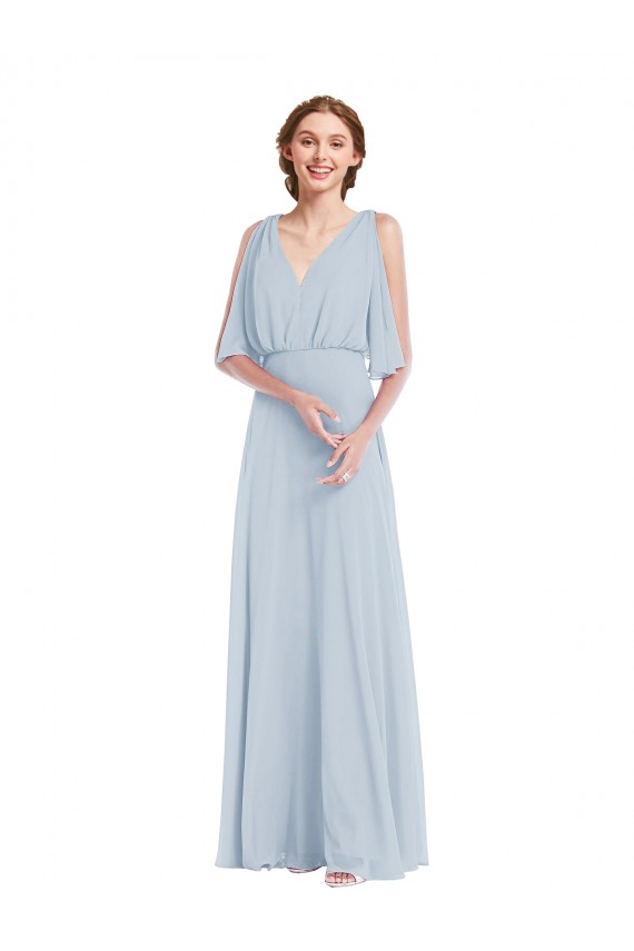 Half Sleeves Sea Glass A-Line V-Neck Evening Gown / Bridesmaid Dress Lincoln