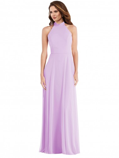 Sleeveless Lilac Low Back A-Line Halter Neck Semi Formal Evening Dress / Bridesmaid Dress Lincoln