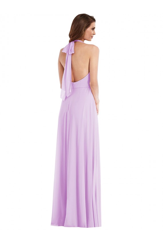 Sleeveless Lilac Low Back A-Line Halter Neck Semi Formal Evening Dress / Bridesmaid Dress Lincoln