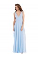 Sleeveless Light Sky Blue A-Line V-Neck Semi Formal Evening Dress / Bridesmaid Dress Lincoln