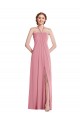 Sleeveless Skin Pink Open Back A-Line Halter Neck Semi Formal Evening Dress / Bridesmaid Dress Lincoln