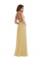 Sleeveless Gold Criss Cross Open Back A-Line Halter Neck Semi Formal Evening Dress / Bridesmaid Dress Lincoln