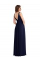 Sleeveless Dark Navy V-Back A-Line V-Neck Black Tie Evening Gown / Bridesmaid Dress Lincoln