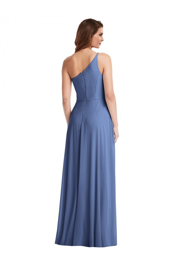 Sleeveless Windsor Blue A-Line One Shoulder Formal Evening Gown / Bridesmaid Dress Lincoln