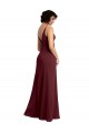Sleeveless Burgundy Gold V-Back A-Line V-Neck Bridesmaid Dress / Formal Dress Lincoln
