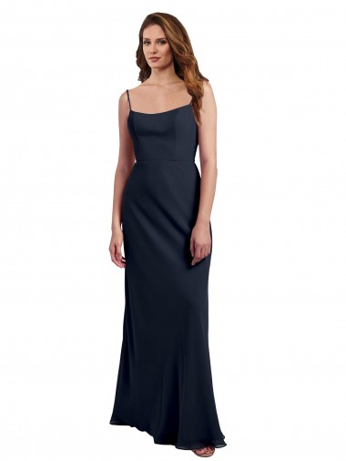 Sleeveless Dark Navy Open Back A-Line Spaghetti Straps Evening Dress / Bridesmaid Dress Lincoln
