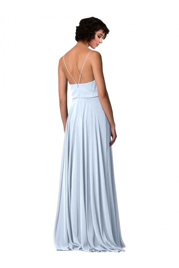 Sleeveless Light Sky Blue Low Back A-Line Spaghetti Straps Formal Dress / Bridesmaid Dress Lincoln
