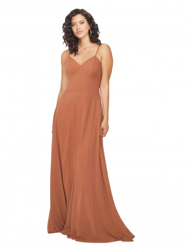 Sleeveless Rosewood Keyhole Back A-Line V-Neck Bridesmaid Dress Lincoln