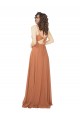 Sleeveless Rosewood Keyhole Back A-Line V-Neck Bridesmaid Dress Lincoln