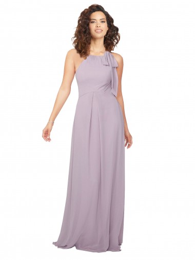Sleeveless Pink Glow Keyhole Back A-Line Halter Neck Bridesmaid Dress / Evening Dress Lincoln