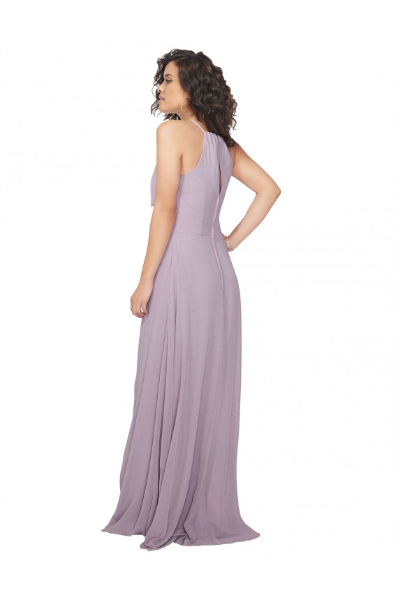 Sleeveless Pink Glow Keyhole Back A-Line Halter Neck Bridesmaid Dress / Evening Dress Lincoln