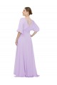 Half Sleeves Lilac Low Back A-Line V-Neck Bridesmaid Dress Lincoln