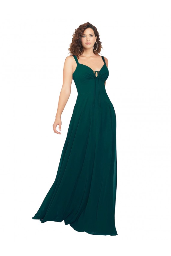 Sleeveless Hunter Low Back A-Line V-Neck Bridesmaid Dress Lincoln