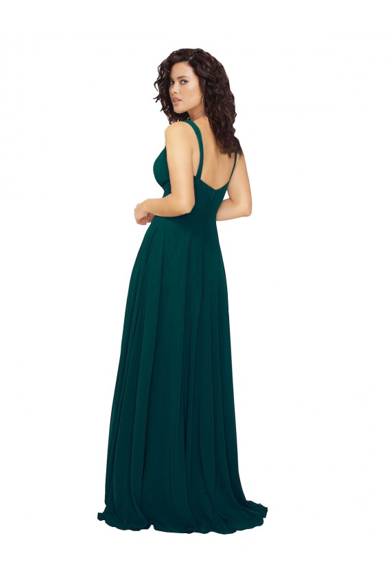 Sleeveless Hunter Low Back A-Line V-Neck Bridesmaid Dress Lincoln
