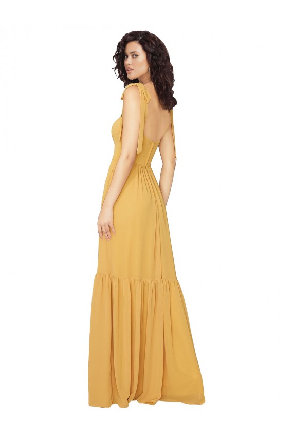 Sleeveless Saffron A-Line Square Neck Bridesmaid Dress Lincoln