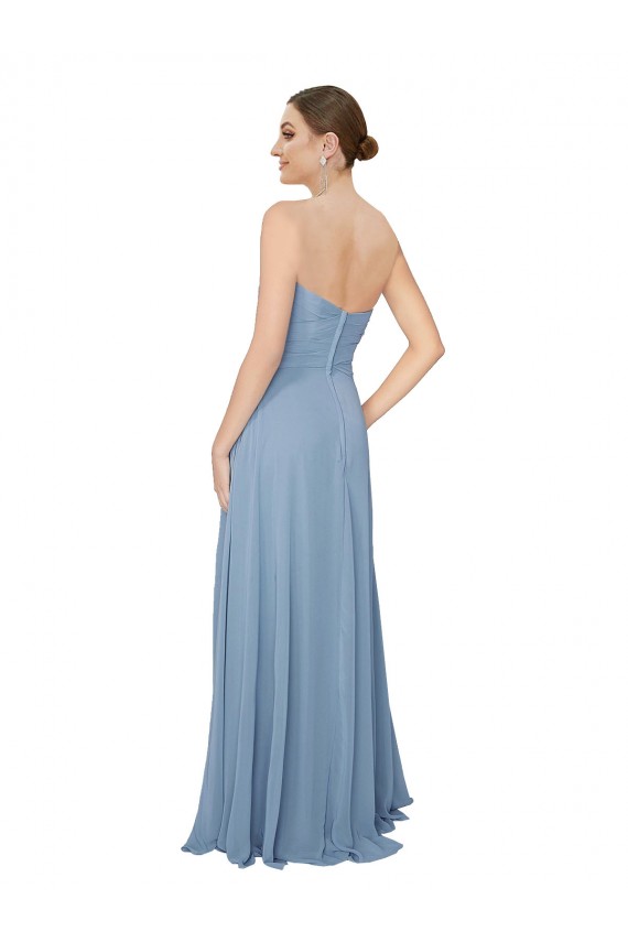 Sleeveless Dusty Blue Low Back A-Line Sweetheart Bridesmaid Dress / Evening Dress Lincoln