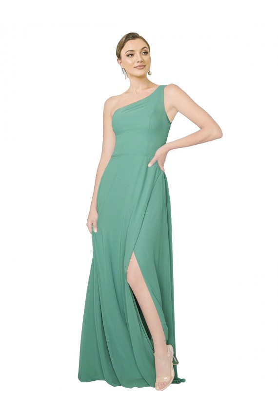 Sleeveless Icelandic Silver A-Line One Shoulder Bridesmaid Dress Lincoln