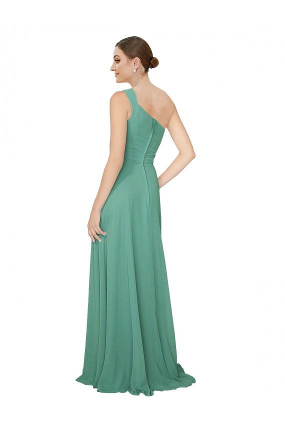 Sleeveless Icelandic Silver A-Line One Shoulder Bridesmaid Dress Lincoln