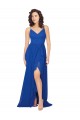 Sleeveless Royal Blue Criss Cross Back A-Line V-Neck Evening Dress / Bridesmaid Dress Lincoln