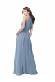 Sleeveless Dusty Blue A-Line Halter Neck Bridesmaid Formal Dress Lincoln