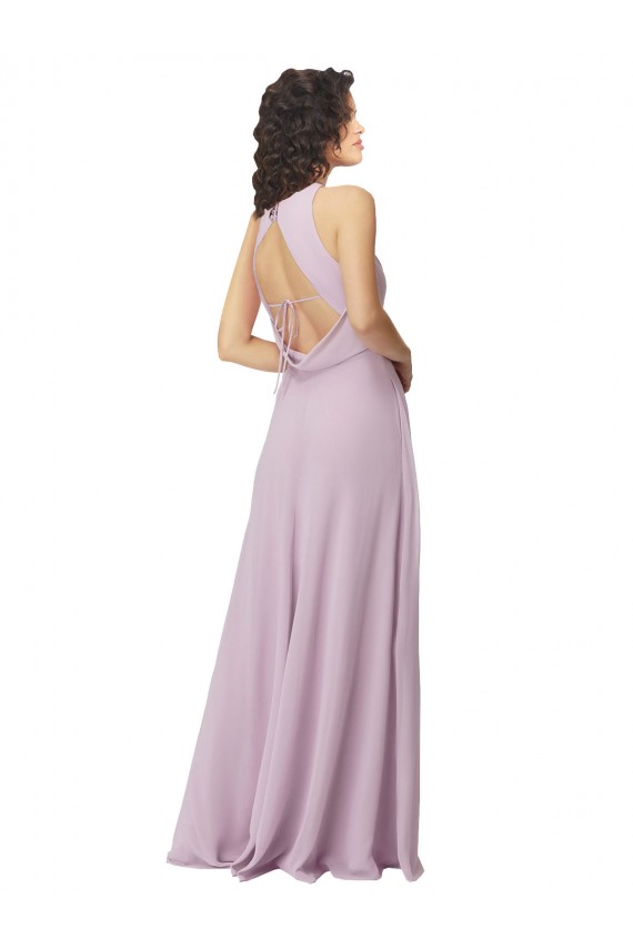 Sleeveless Pink Glow Keyhole Back A-Line Halter Neck Bridesmaid Dress Lincoln