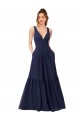 Sleeveless Dark Navy V-Back Chiffon V-Neck Formal Dress / Bridesmaid Dress Lincoln