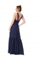 Sleeveless Dark Navy V-Back Chiffon V-Neck Formal Dress / Bridesmaid Dress Lincoln