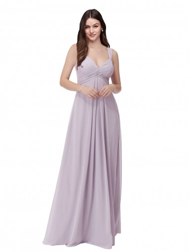 Sleeveless Pink Glow Low Back A-Line V-Neck Bridesmaid Dress Lincoln