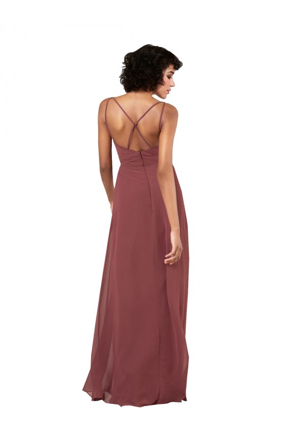Sleeveless Black Criss Cross Open Back Column V-Neck Formal Evening Gown / Bridesmaid Dress Lincoln