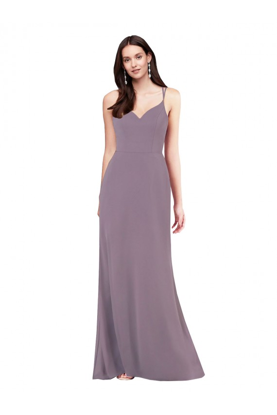 Sleeveless Dark Lavender Criss Cross Open Back Column Sweetheart Formal Evening Gown / Bridesmaid Dress Lincoln