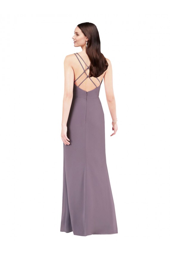 Sleeveless Dark Lavender Criss Cross Open Back Column Sweetheart Formal Evening Gown / Bridesmaid Dress Lincoln