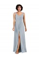 Sleeveless Sea Glass Low Back Column V-Neck Bridesmaid Dress Lincoln