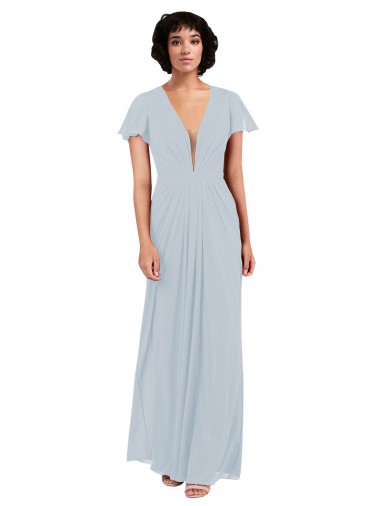 Cap Sleeves Sea Glass A-Line V-Neck Bridesmaid Dress / Formal Dress Lincoln