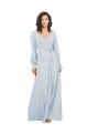 Long Sleeves Sea Glass A-Line V-Neck Formal Dress / Bridesmaid Dress Lincoln