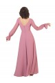 Long Sleeves Sea Glass A-Line V-Neck Formal Dress / Bridesmaid Dress Lincoln