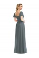 Puff Sleeves Slate Grey A-Line Square Neck Semi Formal Evening Dress / Bridesmaid Dress Lincoln