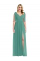 Sleeveless Icelandic Silver V-Back A-Line V-Neck Semi Formal Evening Dress / Bridesmaid Dress Lincoln