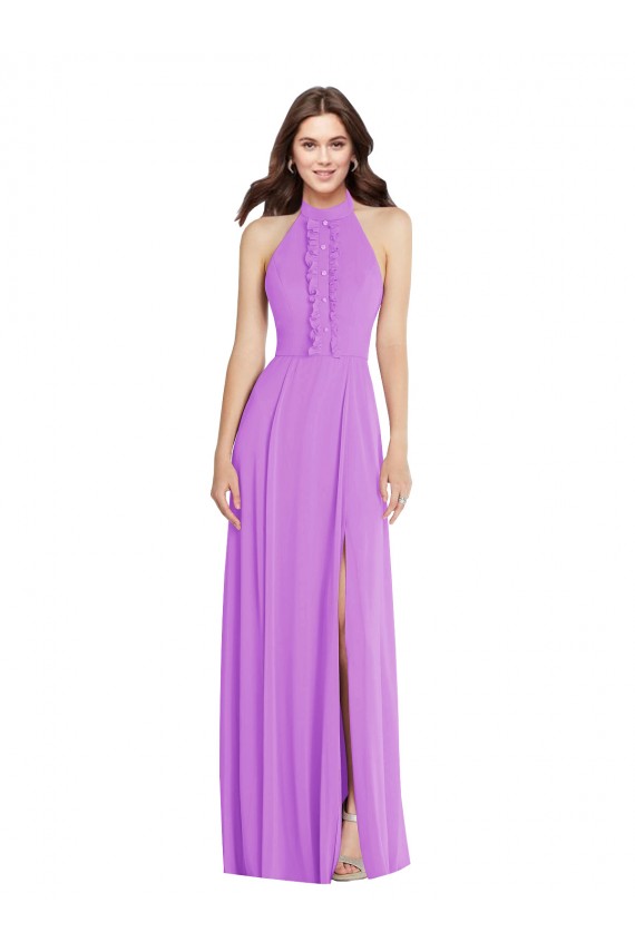 Sleeveless Violet Backless A-Line Halter Neck Formal Evening Gown / Bridesmaid Dress Lincoln