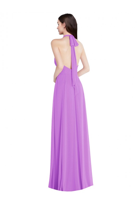 Sleeveless Violet Backless A-Line Halter Neck Formal Evening Gown / Bridesmaid Dress Lincoln