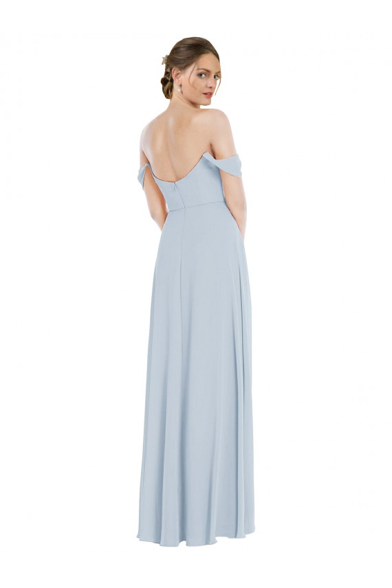 Flounce Sleeves Sea Glass A-Line Off the Shoulder Semi Formal Evening Dress / Bridesmaid Dress Lincoln