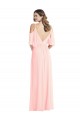 Cold Shoulder Pink V-Back A-Line V-Neck Semi Formal Evening Dress / Bridesmaid Dress Lincoln