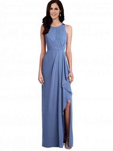 Sleeveless Windsor Blue Keyhole Back A-Line Jewel Neck Bridesmaid Dress Lincoln