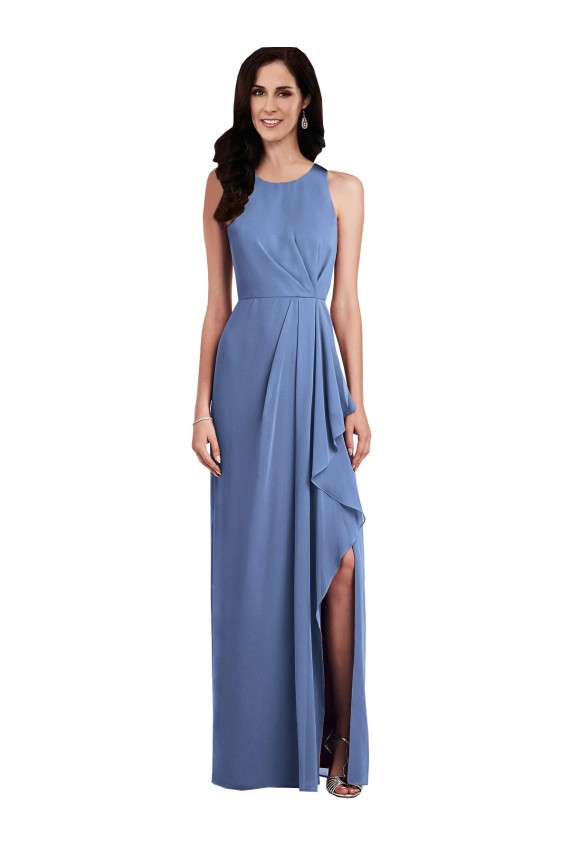 Sleeveless Windsor Blue Keyhole Back A-Line Jewel Neck Bridesmaid Dress Lincoln