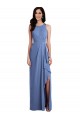 Sleeveless Windsor Blue Keyhole Back A-Line Jewel Neck Bridesmaid Dress Lincoln