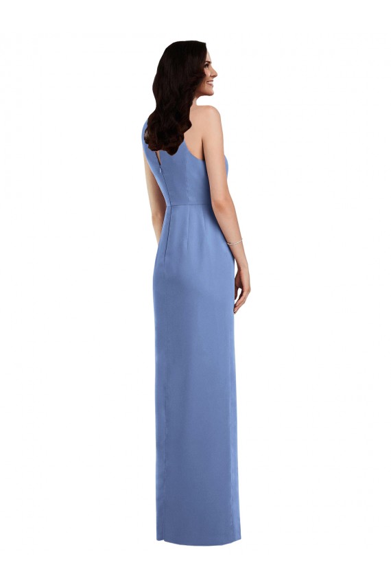 Sleeveless Windsor Blue Keyhole Back A-Line Jewel Neck Bridesmaid Dress Lincoln