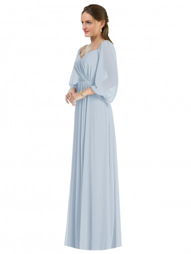 Puff Sleeves Sea Glass A-Line Off the Shoulder Formal Evening Gown / Bridesmaid Dress Lincoln