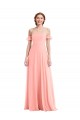Flutter Sleeves Salmon A-Line Off the Shoulder Semi Formal Evening Dress / Bridesmaid Dress Lincoln